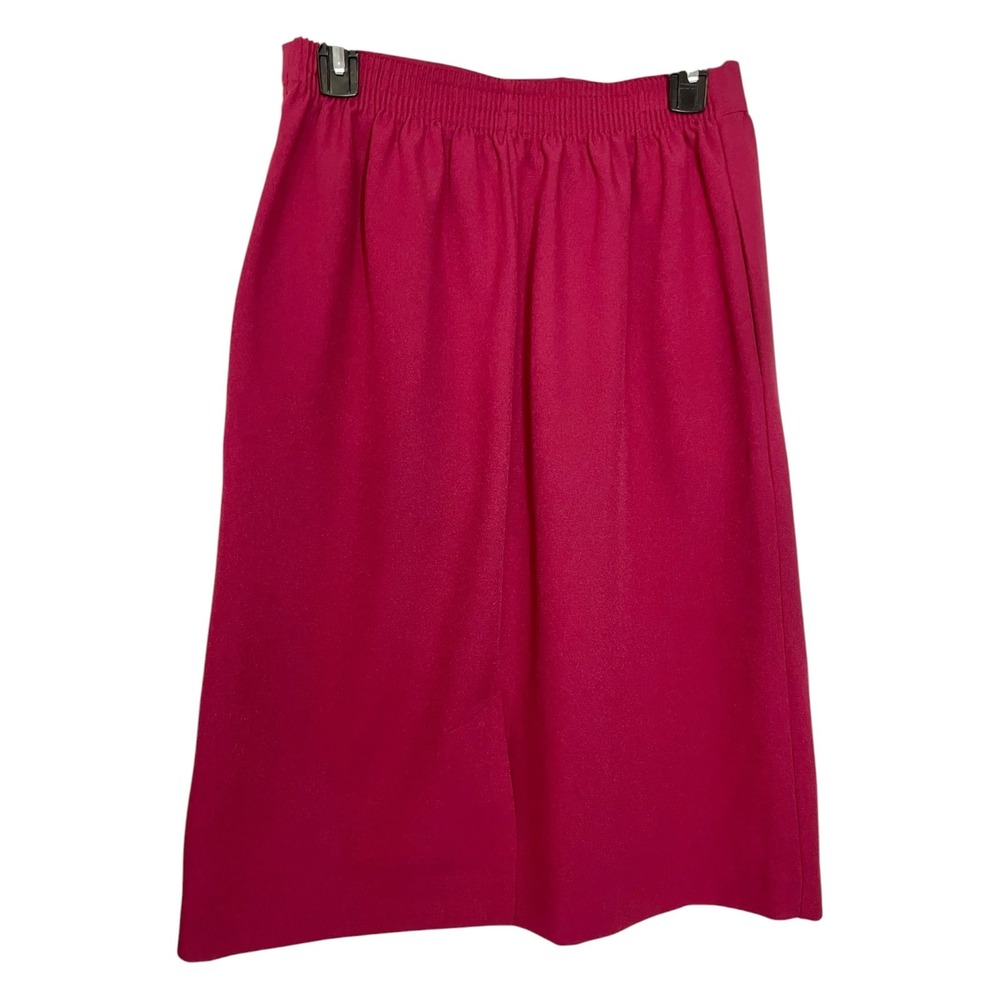 Vintage Nikki 14 Burgundy Straight Midi Skirt Elastic Waist Retro Officecore 90s